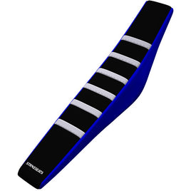 Strike seat cover Yamaha PW50 85-22 WHITE/BLACK/BLUE Gripper Ribbed